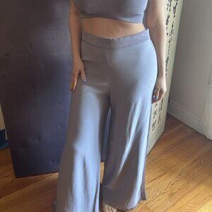 FREE PEOPLE LAVENDER CROP BRA AND SLINKY PANTS KNITTED SET NEW WITH TAGS